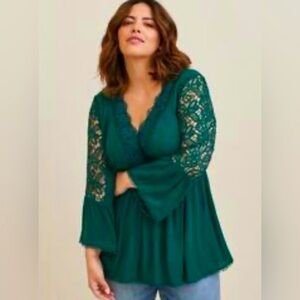 Torrid Babydoll Tunic Green Size 1X
